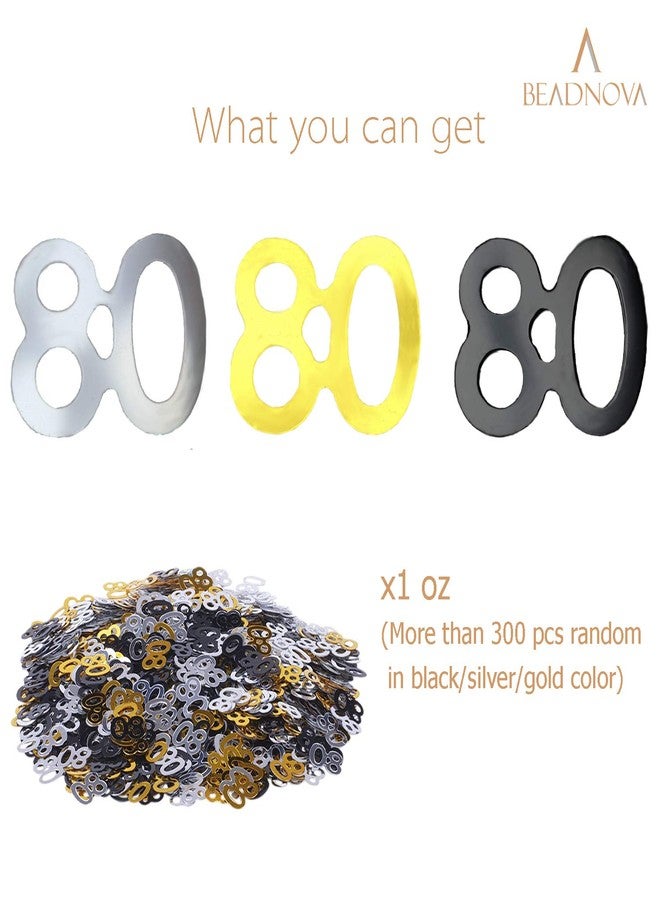 BEADNOVA 80th Birthday Confetti Eighty Years Old 80 Anniversary Number Confetti for Birthday Party Decor Wedding Table Decoration (1oz, Gold Silver Black Mix) - Image 3